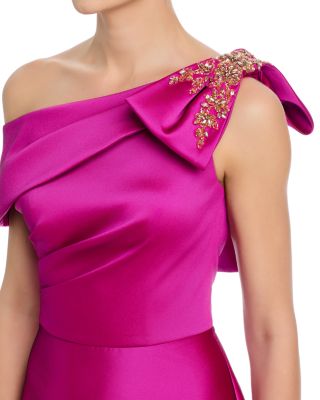 Mikado Asymmetrical Bow Gown