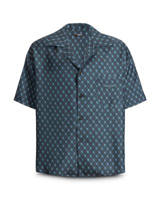Loose Fit Grid Print Pocket Shirt