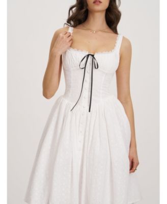  Madison Cotton Eyelet Square Neck Midi Dress