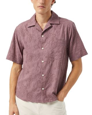 Relaxed Fit Paisley Embroidery Short Sleeve Shirt