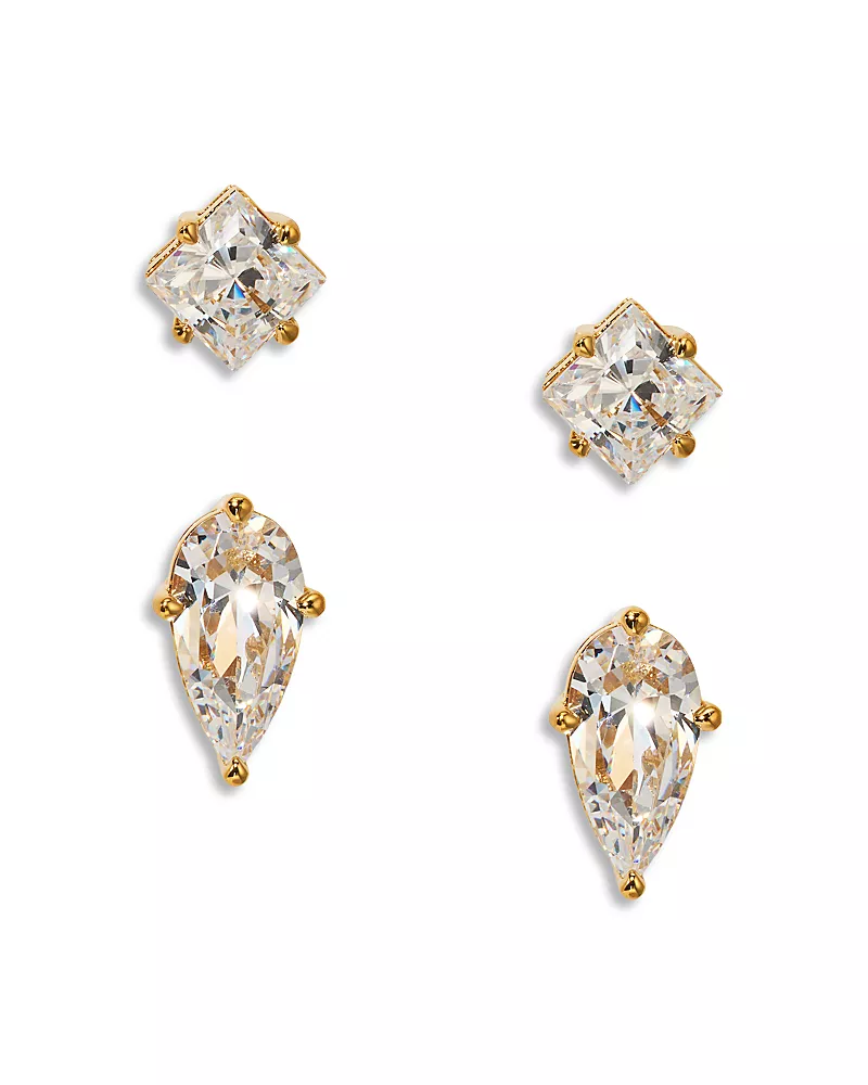 Nadri Lucia 18K Yellow Gold Plated Duo Stud Earrings Set, 0.25W