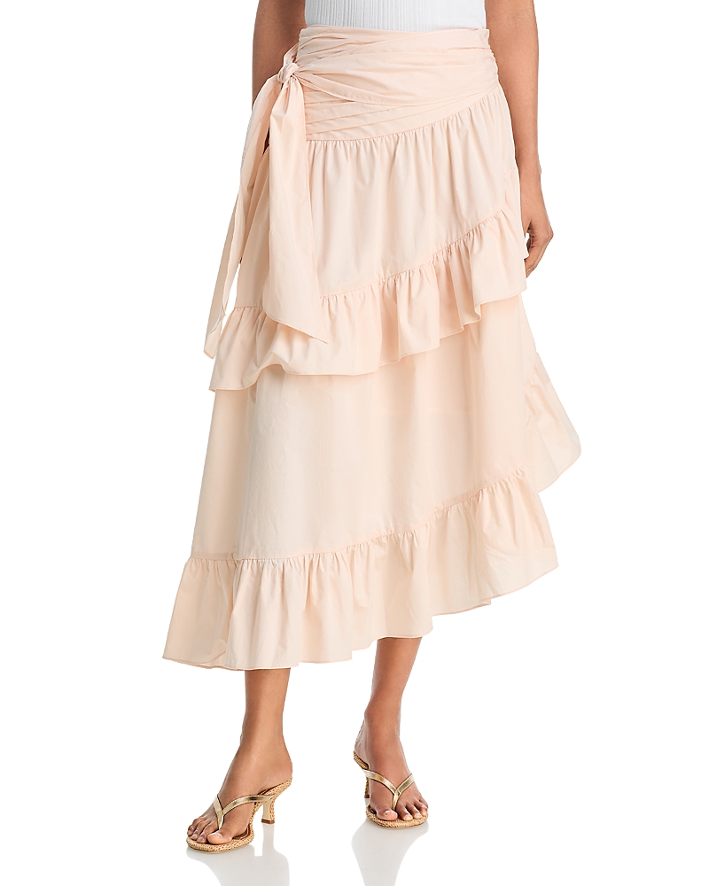 Aqua Asymmetric Ruffle Trim Skirt - Exclusive