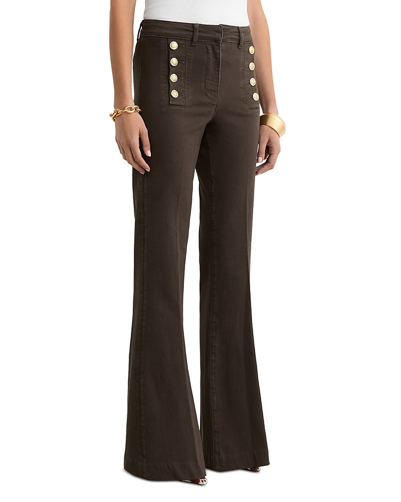 Reiss Petites Athena Flare Leg Jeans in Chocolate