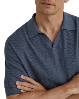 Slim Fit Airforce Blue Textured Polo Shirt