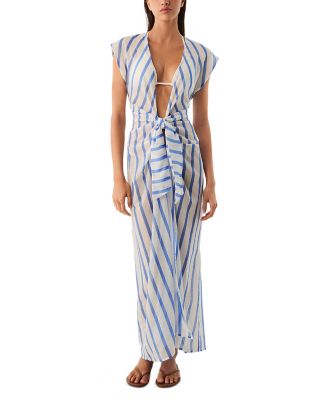 Sasha Stripe Long Swim Cover Up