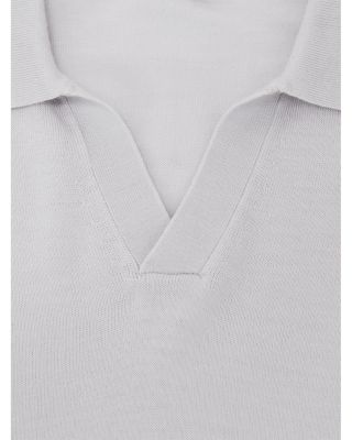 Open Collar Merino Wool Polo Shirt
