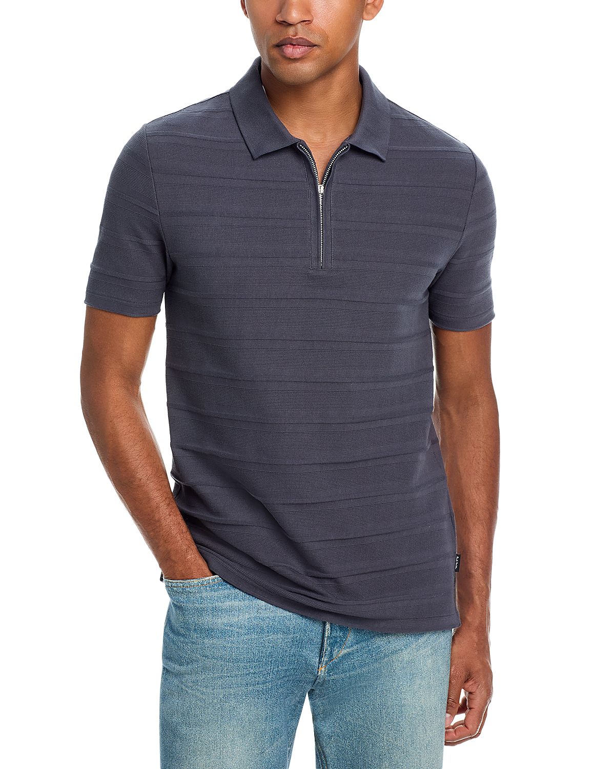 Ps Paul Smith Zip Stripe Polo Shirt