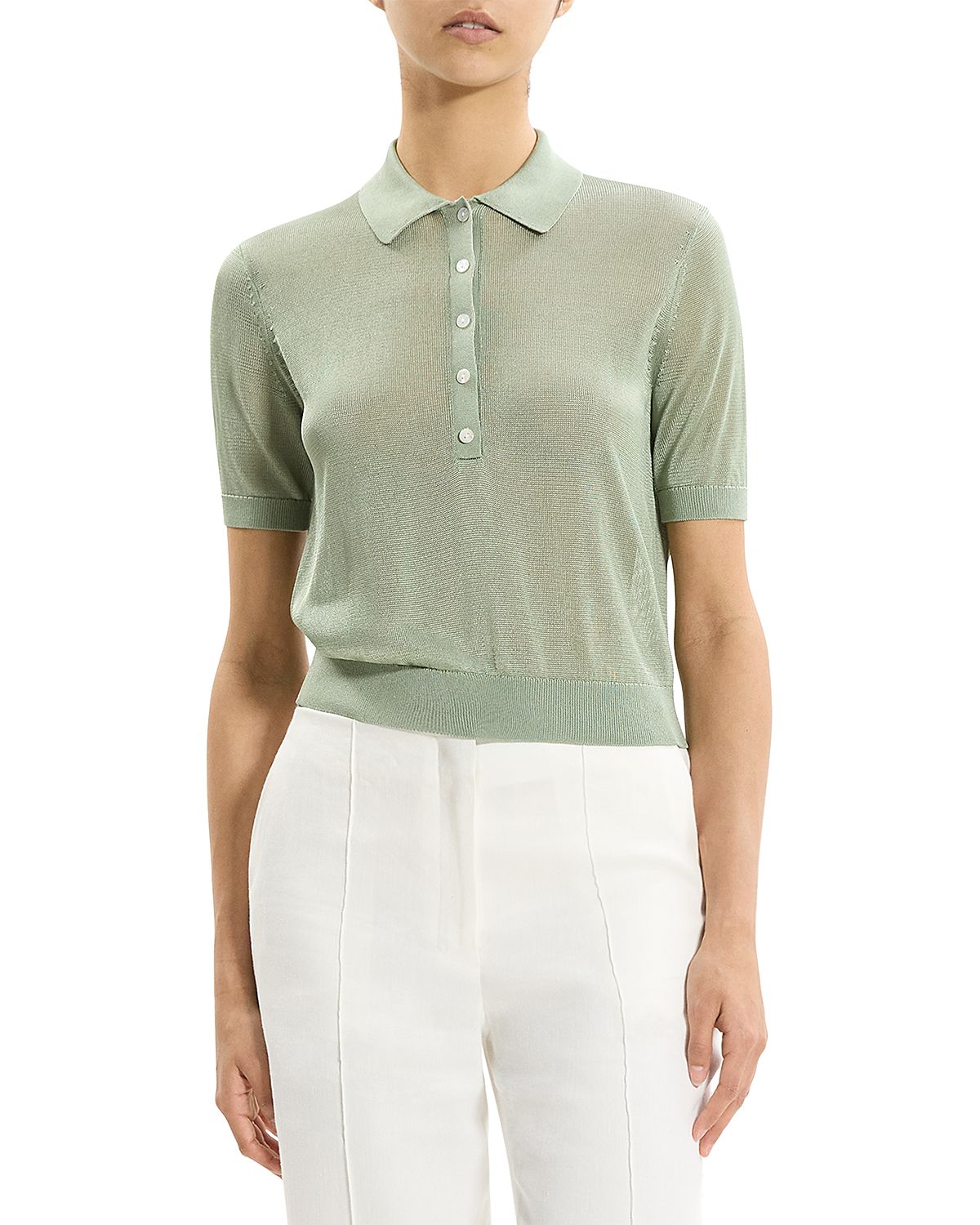 Theory Short Sleeve Sheer Polo Shirt