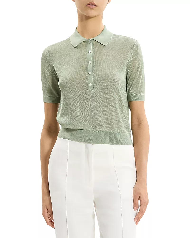 Theory Short Sleeve Sheer Polo Shirt