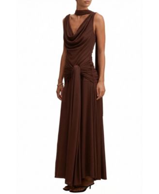 brown gown dress for women Burgundy Deep V Neck Short Sleeve Lace Maxi Dress Red / XL / 95%Polyester+5%Spandex main image 1