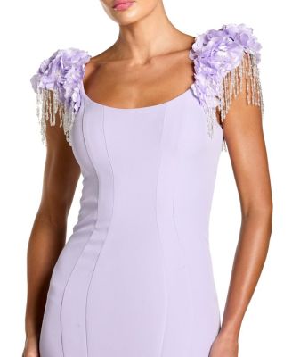  Scoop Neck Mermaid Gown With Embellished Sleeves