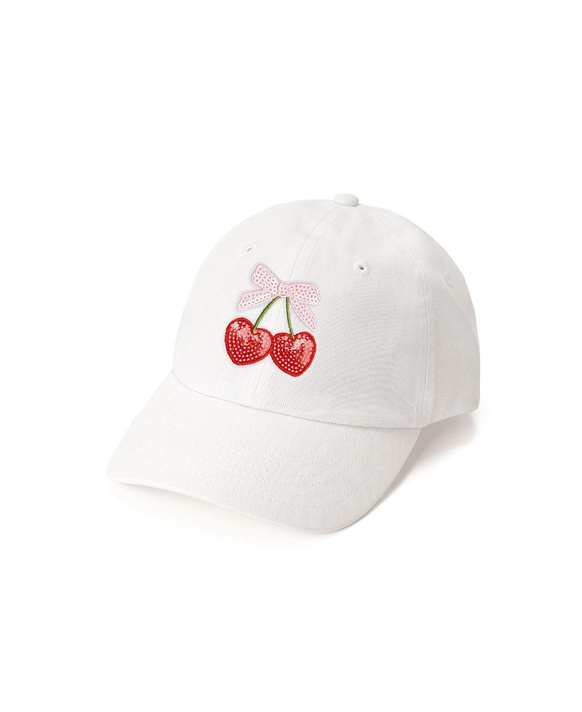 Sweet Wink Girls' Cherry Sequin Patch Baseball Hat - Little Kid, Big Kid