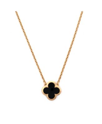  Pure Alhambra Pendant Necklace 18K Gold and Onyx, 18.5"