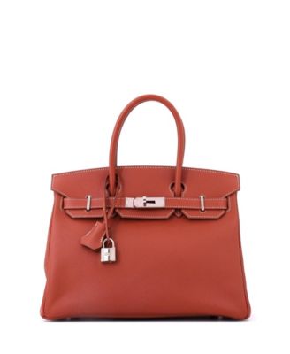 Birkin 30 Handbag Orange Epsom with Palladium Hardware
