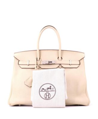 Birkin 35 Handbag Light Clemence with Palladium Hardware