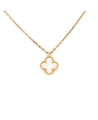  Sweet Alhambra Pendant Necklace 18K Gold and Mother of Pearl, 16.75"