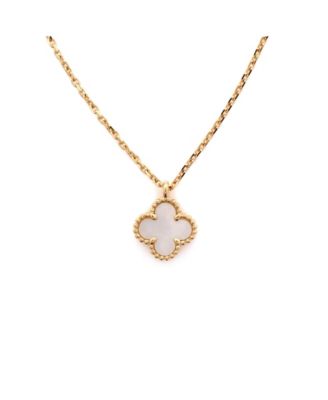  Sweet Alhambra Pendant Necklace 18K Gold and Mother of Pearl, 15.75"