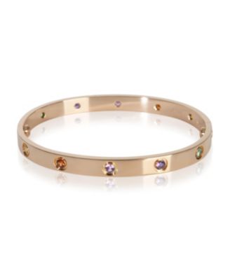  Rainbow Gemstone Love 18k Rose Gold Bracelet