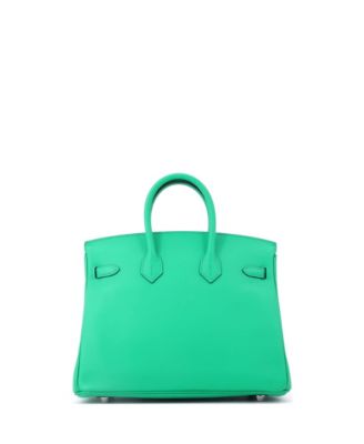 Birkin 25 Handbag Green Swift with Palladium Hardware