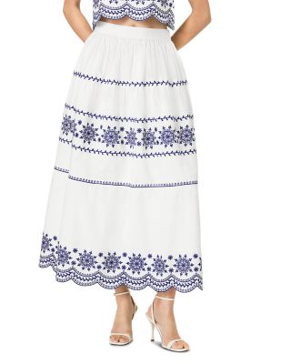 Alissa Cotton Embroidered Midi Skirt
