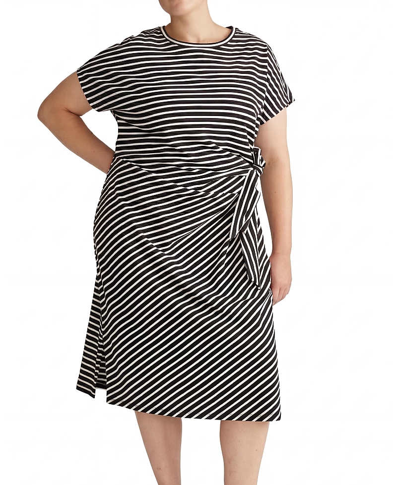 Universal Standard Plus Size Crescent Breton Stripe Knot Dress