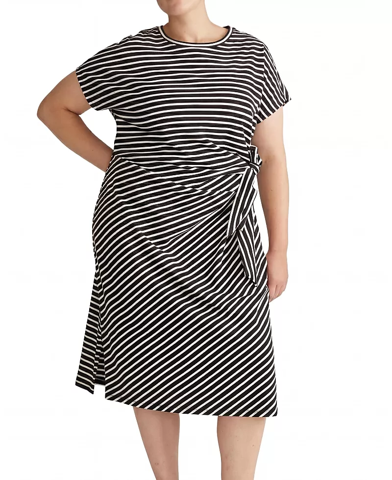Universal Standard Plus Size Crescent Breton Stripe Knot Dress