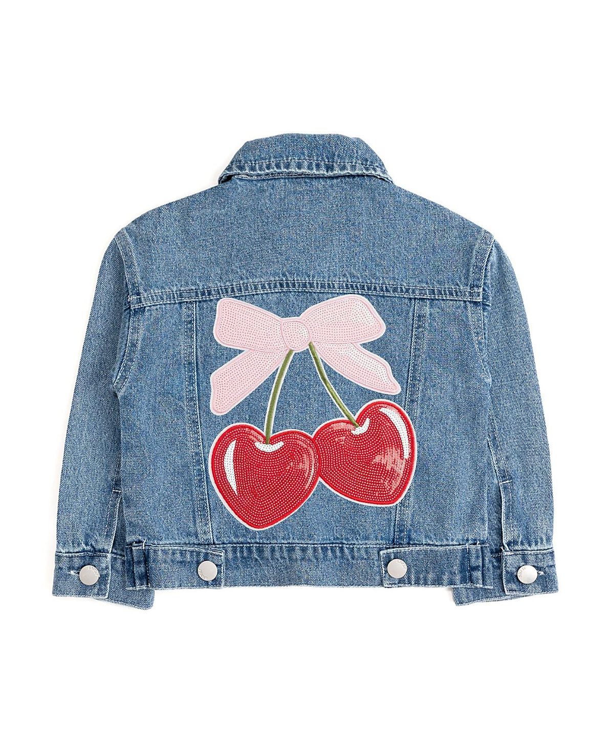 Sweet Wink Girls' Cherry Sequin Patch Denim Jacket - Little Kid, Big Kid