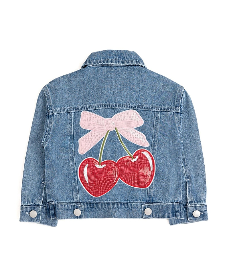 Sweet Wink Girls' Cherry Sequin Patch Denim Jacket - Little Kid, Big Kid