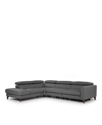 Messina Three Piece Double Motion Leather Sectional