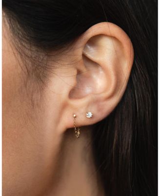 14K Yellow Gold Simple Gold Square Bead Chain Hoop Earrings