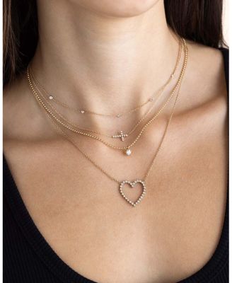 14K Yellow Gold Diamond Solitaire Necklace, 16"