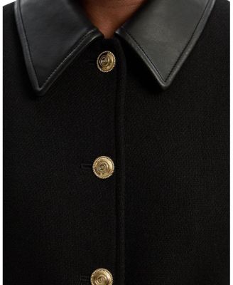 Wool Pu Mix Belted Tailored Maxi Coat