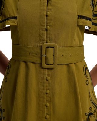 Baroque Cape Sleeve Midi Dress