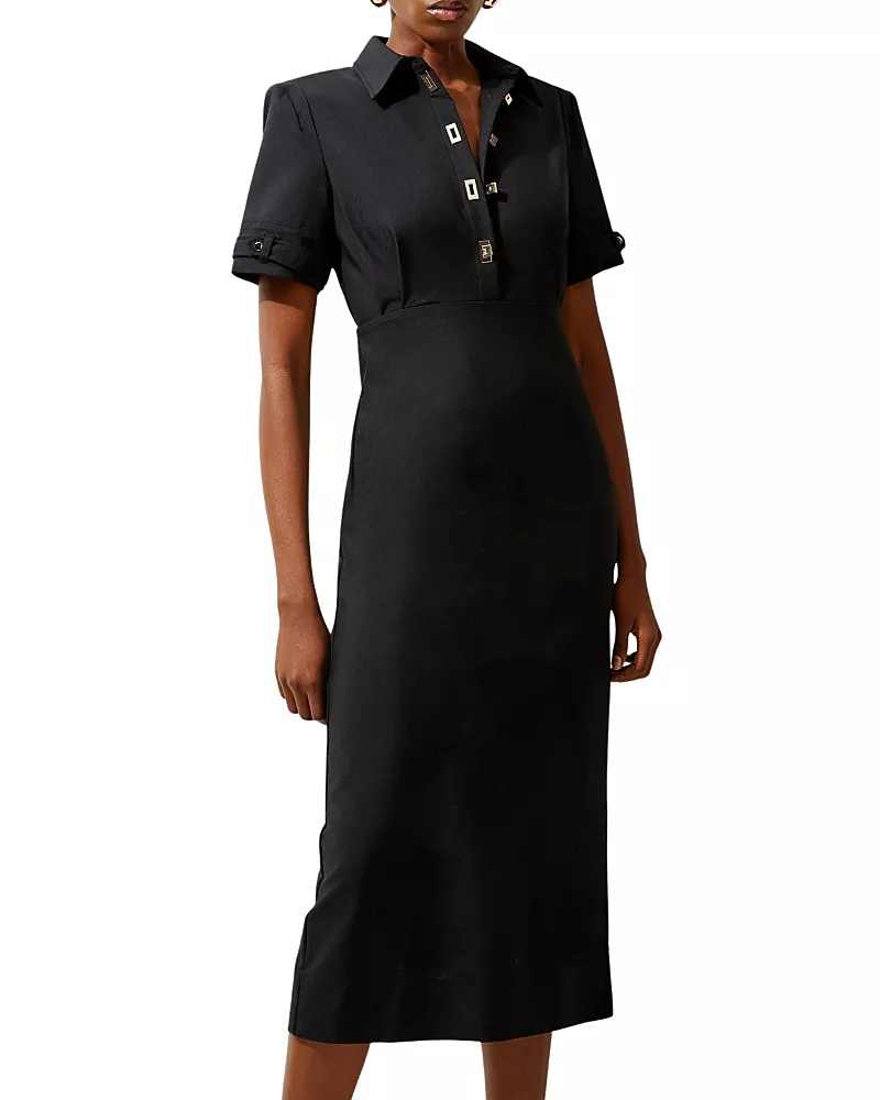 Karen Millen Techno Shirt Dress With Gold Hardware