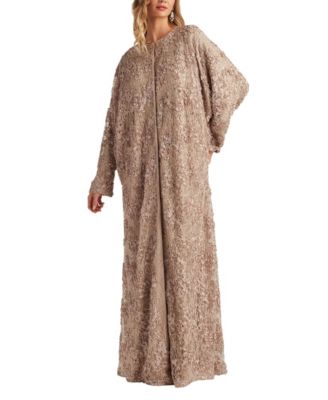  Hannes Sequin Embroidered Caftan Gown