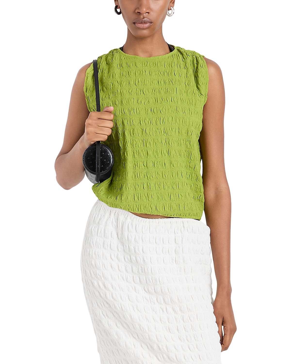 Proenza Schouler White Label Bradley Crewneck Textured Top