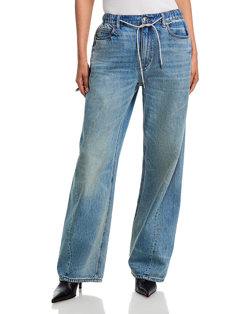 alexanderwang Balloon Mid Rise Wide Leg Jeans in Tinted Medium Indigo