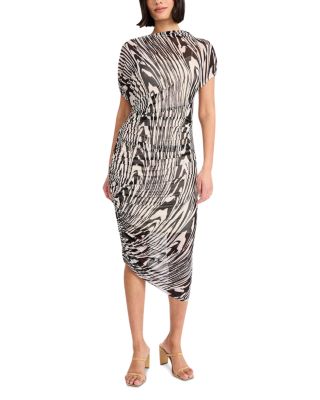 Asymmetrical Ruched Midi Dress