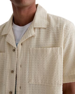 Relaxed Fit Camp Collar Textured Pocket Shirt