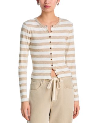 The Knit Wide Rib Stripe Cardigan