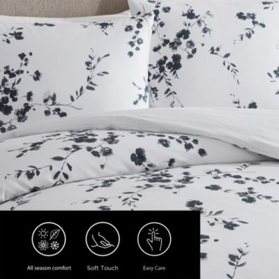 Noir Bouquet Cotton 3 Piece Comforter Set, King