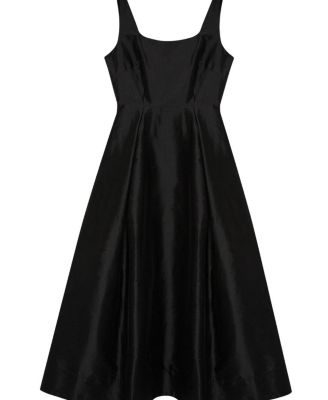Taffeta Full Skirt Tailored Midi Dress
