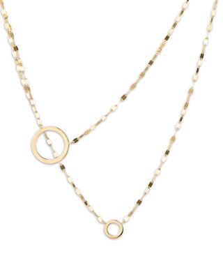 14K Yellow Gold Polished Diagonal Layered Statement Necklace, 18"