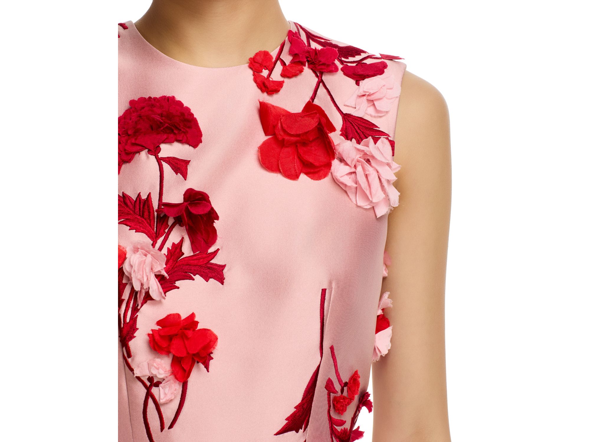 Floral Embroidered Mikado Sleeveless Midi Dress — Image 3