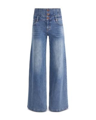 Whit Mid Rise Corset Button Jeans in Brooklyn Blue