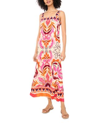 Smocked Back Challis Maxi Dress