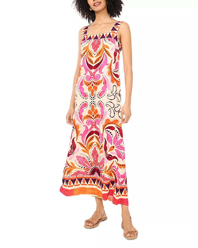 Vince Camuto Smocked Back Challis Maxi Dress