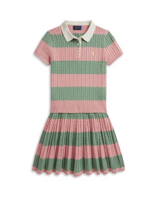Girls' Striped Cable Cotton Sweater & Skirt Set - Big Kid