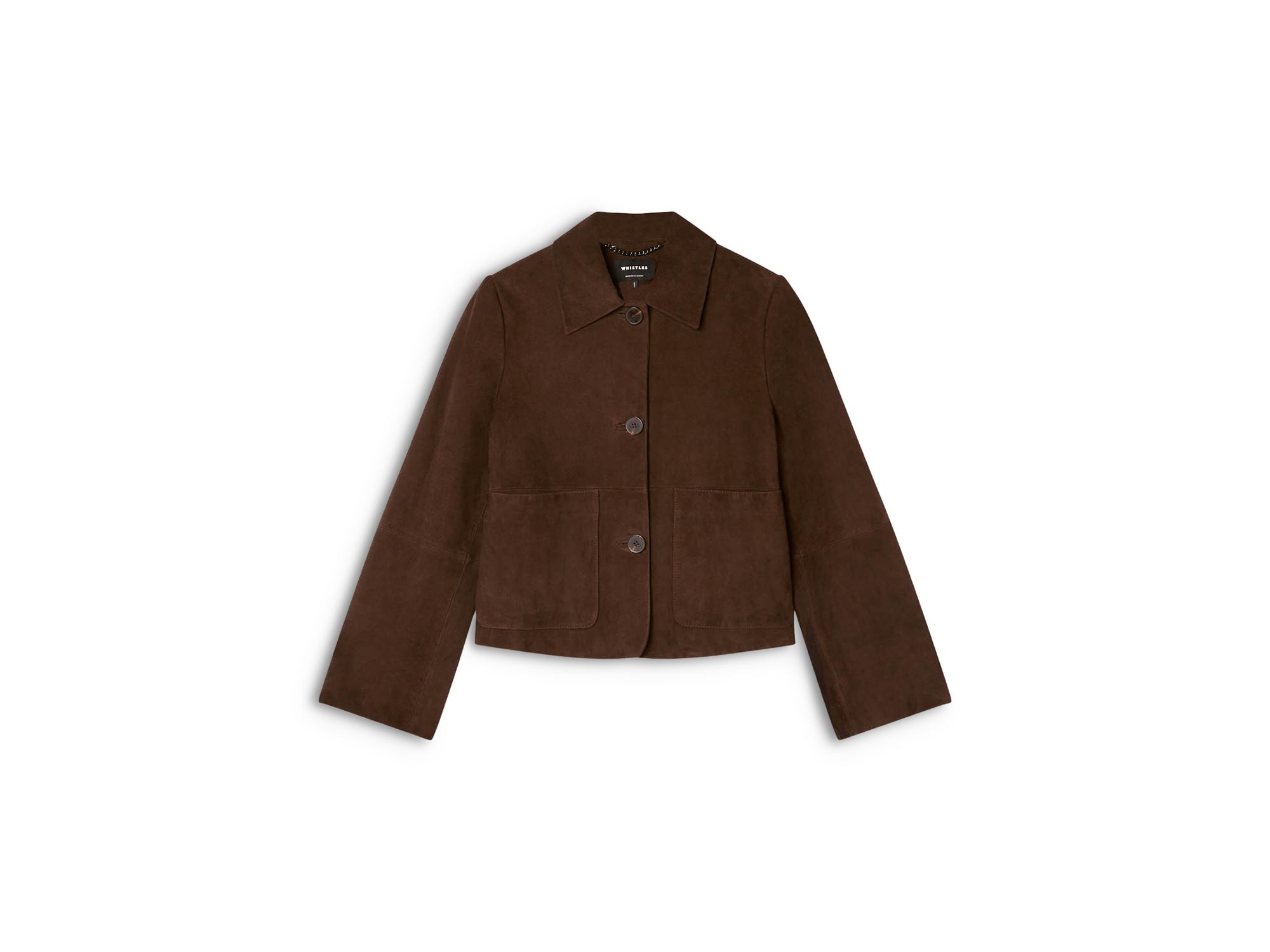 Button Cropped Suede Jacket — Image 7