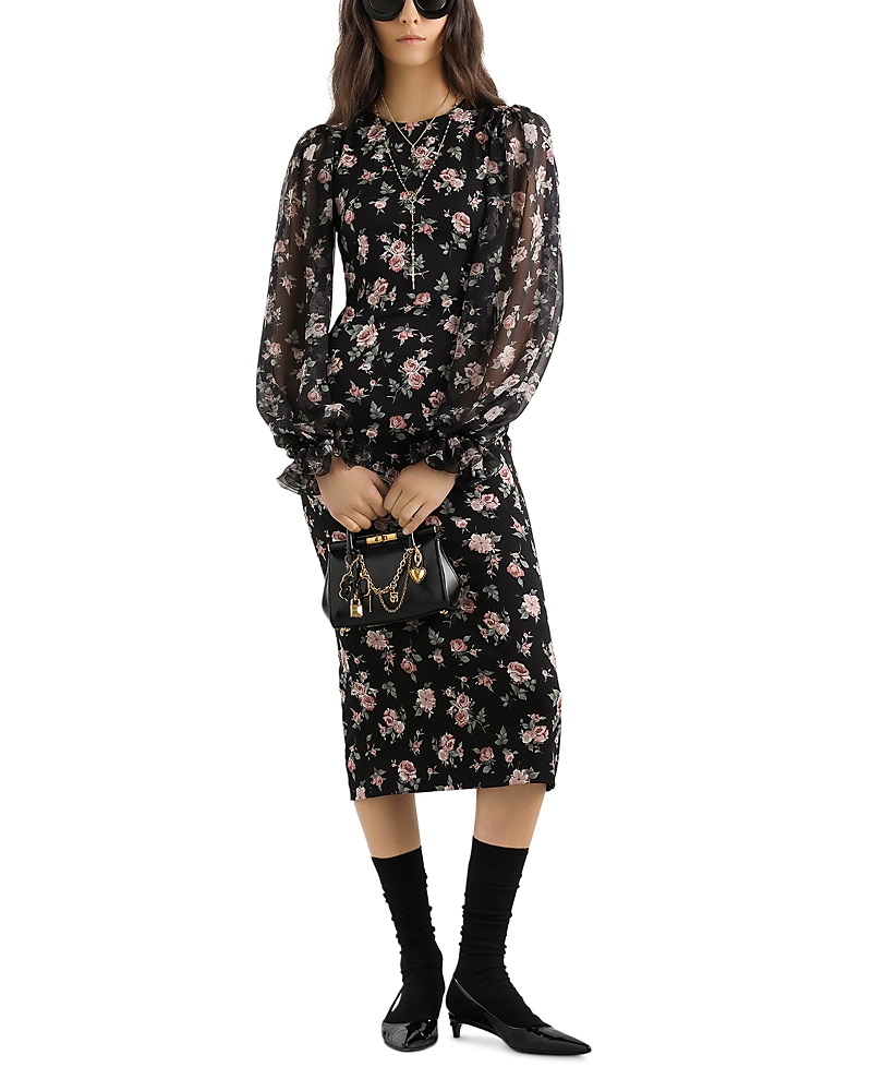 Dolce & Gabbana Vintage Rose Print Charmeuse Dress